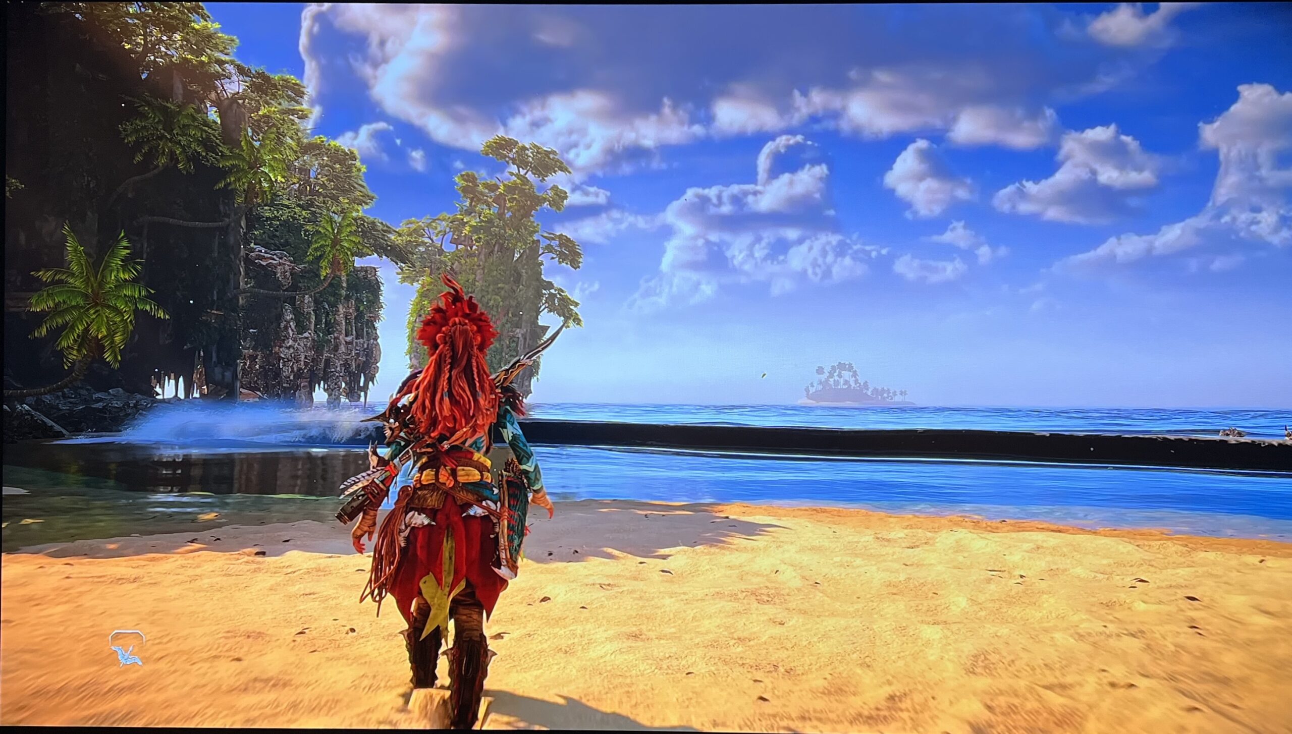Ujęcie z gry "Horizon Forbidden West" przed kalibracją 